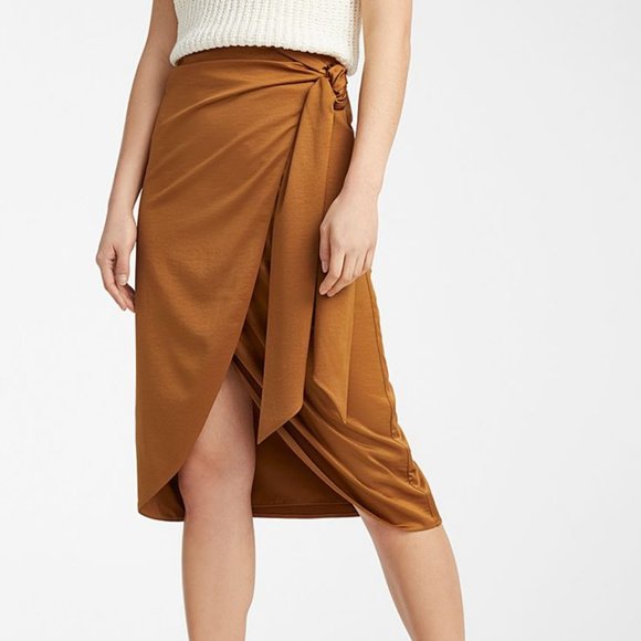 Icone Dresses & Skirts - ICONE Silky Rust Wrap Over Sarong Skirt -Size S